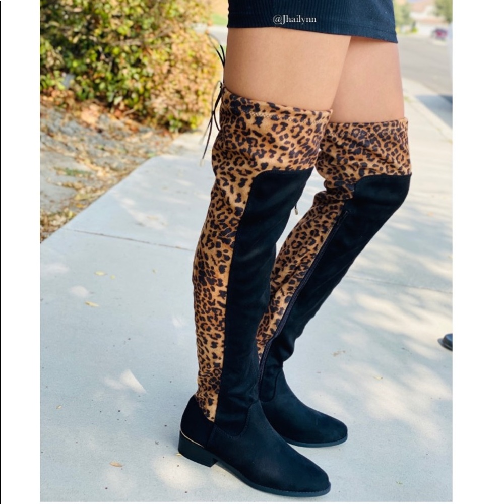Two toned leopard otk boot